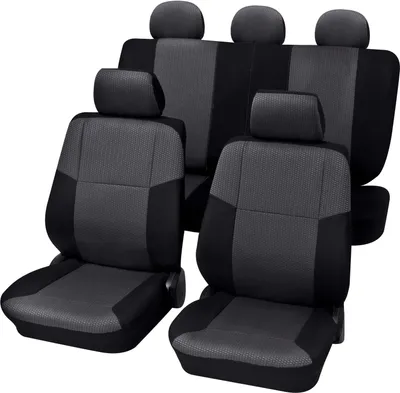 Produktbild von Auto Sitzbezüge Universal Komplett Set 15-teilig - Sylt schwarz, Eco Class mit SAB 2 Vario Plus | Autositzbezüge / Schonbezüge von PETEX