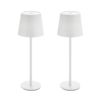 Produktbild von 2x LED Metall Akku Tischleuchte Weiß mit Touchfunktion 3 Weisstöne Dimmbar Nachttischlampe Schreibtischlampe