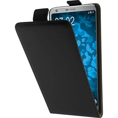 Produktbild von PhoneNatic Kunst-Lederhülle kompatibel mit LG G6 - Flip-Case schwarz + 2 Schutzfolien