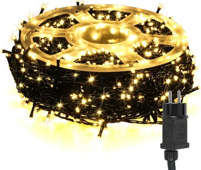Zdjęcie produktu dla Świąteczna girlanda LED Vigevee, 10 metrów, 100 diod LED, 8 trybów z funkcją pamięci, idealna na Boże Narodzenie, imprezy, ogród. Efekt migoczących gwiazdek, ciepła biel