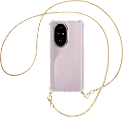 Produktbild von Handykette Backcover-Schutzhülle mit Band (Metall goldfarben) für Honor 200 Pro - goldfarbene Snake-Kette
