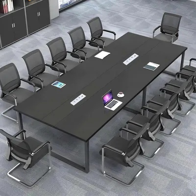 Image de Table de conférence avec gestion des câbles, dimensions 200x120x74 cm, idéale pour les bureaux et les salles de conférence