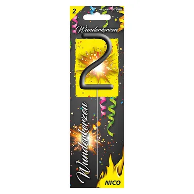 Produktbild von Nico Zahlen-Wunderkerze '2' für Geburtstag, Jubiläum und festliche Anlässe