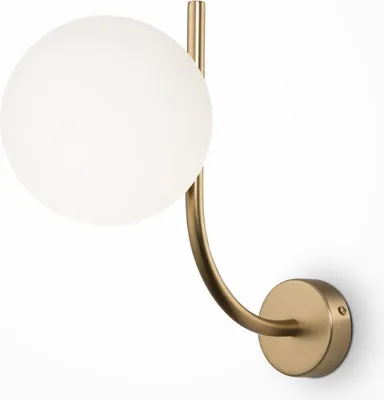Produktbild von Wandlampe Metall Glas E14 H: 29 cm in Messing Weiß Kugelschirm Modern Wandleuchte