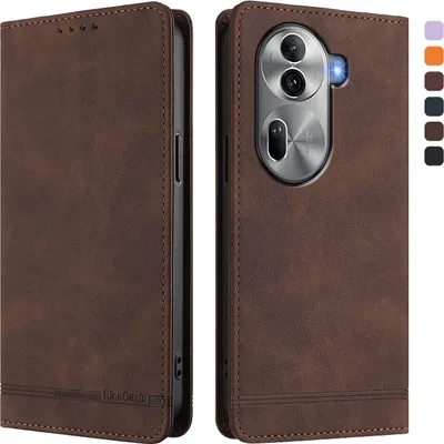 Immagine prodotto di Custodia per Oppo Reno11 Pro 5G, custodia retro in Finto cuoio con supporto e slot per carte di credito Marrone