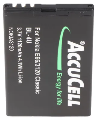 Produktbild von AccuCell Akku passend für Nokia 3120 classic BL-4U, Nokia E66