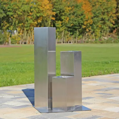 Produktbild von CLGarden Edelstahl Element 3 Säulen eckig für DIY Springbrunnen Edelstahlsäulen Garten Brunnen