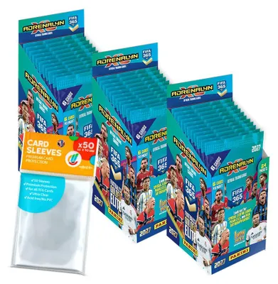 Immagine prodotto di Bundle con carte collezionabili FIFA 365 Adrenalyn XL 2027: 3 espositori (72 bustine) + custodie esclusive per la collezione