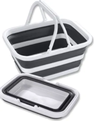 Immagine prodotto di Cesto pieghevole da 12 litri con maniglia, ideale per la spesa, il picnic o il trasporto. Cesto pieghevole, cesto portatile, cesto pieghevole