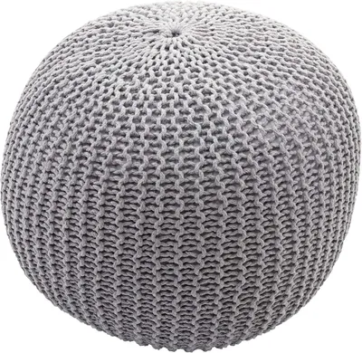 Produktbild von Pouf in Strickoptik, 40 x 50 cm, grau – Strickhocker, Sitzhocker und Fußablage