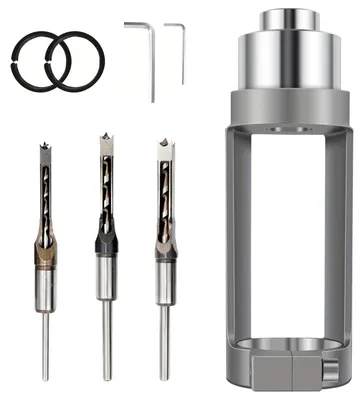 Vierkantlochbohreradapter, Aluminium, 3 Bohrer 6,4/8/9,5 mm