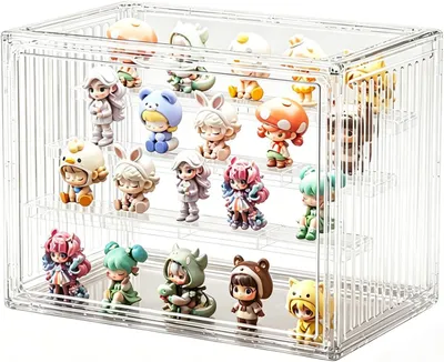 Produktbild von Acryl Vitrine 3 Ebenen, mit Magnetür, transparent, für Modellautos