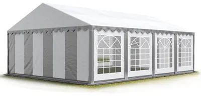 Produktbild von TOOLPORT Partyzelt Festzelt 4x8 m Garten-Pavillon PVC Plane 700 N in grau-weiß Wasserdicht
