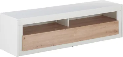 Produktbild von TV Lowboard - 150 x 41 cm - 2 Klappen - Artisan Eiche Nachbildung - Weiß matt - mit LED-Beleuchtung
