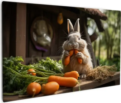 Produktbild von Wallario Premium Leinwandbild Karottenliebhaber in Größe 60 x 90 cm