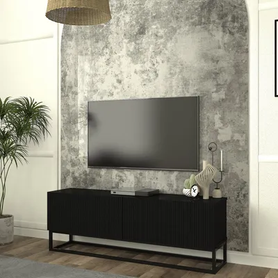 Immagine prodotto di Lavagna TV 'Verpsboga' con 2 ante a ribalta telaio lungo 135 x 32 x 47 cm nero