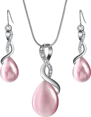 Produktbild von 1 Set Braut Halskette Ohrringe Kit Wassertropfen Anhänger Strass Gedrehter Ring Elegant Luxus Hypoallergen Frauen Mädchen Haken Ohrringe Hochzeit Schmuck Geschenk