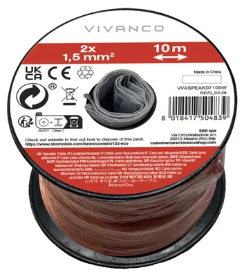Image de VIVanco™Câble audio 10 m 2x1,5 mm pour haut-parleurs