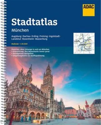 Immagine prodotto di ADAC StadtAtlas München 1:20 000 mit Augsburg, Dachau, Erding, Freising