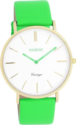 Produktbild von Oozoo Damen Armbanduhr grün Analog Vintage Series Lederarmband D2UOC20316