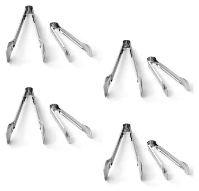 Produktbild von 8er Set Servierzange Edelstahl Küchenhelfer Zange Servierbesteck Grillzange Salatbesteck Küchenzange Salatzange