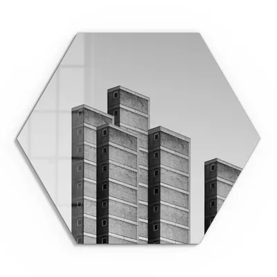 Produktbild von DEQOART Glasbild Echtglas 55x48 cm 'Urbane Geometrie' Wandbild Bild modern Deko