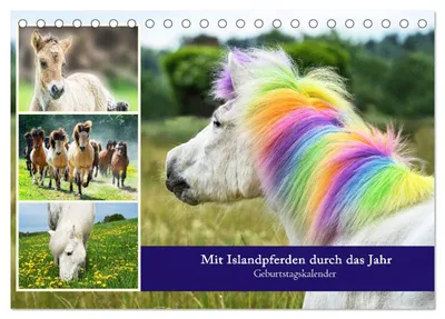 Produktbild von Mit Islandpferden durch das Jahr Geburtstagskalender (Tischkalender 2027 DIN A5 quer), CALVENDO Monatskalender