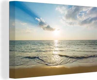 Produktbild von OneMillionCanvasses® - Leinwandbilder - 150x100 cm, Meer - Sommer - Strand, Wandbilder Kunstdruck Wanddekoration - Foto auf Leinwand - Gemälde auf Holzrahmen