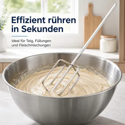 Produktbild von Rührstab Edelstahl 40cm Paddel – Für Fleisch, Saucen, Teig, spülmaschinenfest | Bohrmaschinen Rührwerkzeug