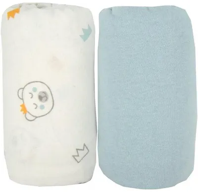 Produktbild von Ibenzoa® Baby-Spannbettlaken 2er-Set 70 x 140 cm, Bärenblau, 100% Baumwolle Trikot 130 g/m² – weiches, atmungsaktives Betttuch