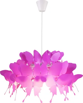 A hanging lamp with butterfly-shaped shades.