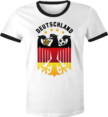 Produktbild von Herren T-Shirt Deutschland Fußball EM 2024 Bundesadler Bier Deutschlandshirt Deutschlandflagge Retro Moonworks® weiß-schwarz M