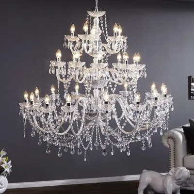 Produktbild von cagü: Märchenhafter Design XXL Kronleuchter CHLOE Klar 30-armig 120cm x 110cm