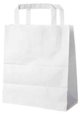 Produktbild von 50 Weiße Papiertragetaschen 18 + 8 x 22 cm – Einkaufstaschen mit Innenhenkel