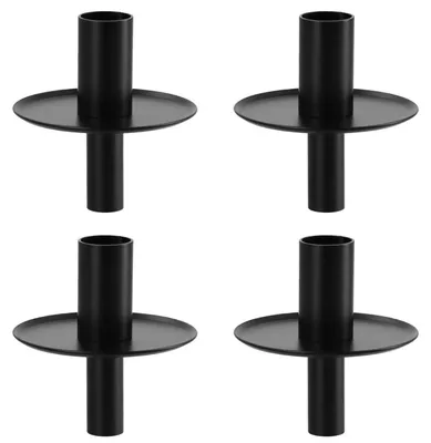 Zdjęcie produktu dla Zestaw 4 uchwytów na świece, metal, czarny, do świec o średnicy 2,2 cm