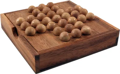 Produktbild von Brettspiel, Gesellschaftsspiel aus Holz - Solitär, Steckhalma aus Holz, Braun, 3*13*13 cm, Brettspiele & Geschicklichkeitsspiele