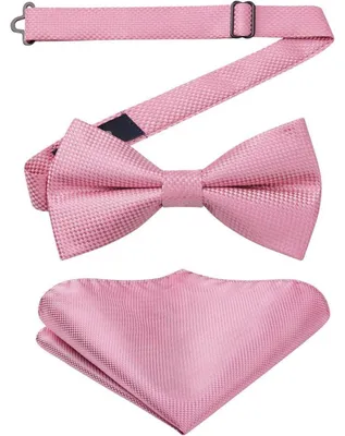 Produktbild von Fliege mit Einstecktuch Set Herren Vorgebunden Einstellbar Formell Rosa