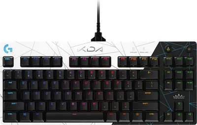 Produktbild von Logitech G PRO K/DA Gaming Keyboard, Kabelgebunden, USB, Mechanischer Switch, QWERTY, RGB-LED, Schwarz, Blau, Weiß