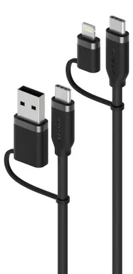 Obrázek produktu pro ALOGIC ELSI4IN1U2BK1.5, 1,5 m, USB A/USB C, USB C/Lightning, Černá