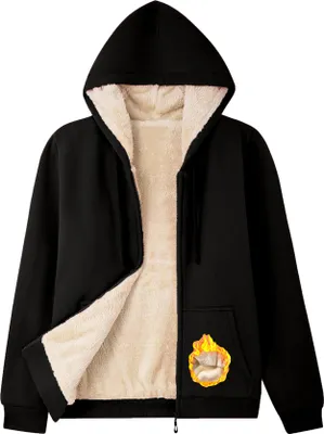 Produktbild von ASKSA Damen Sweatjacke Gefuettert Warme Winter Zipper Jacke Fleecejacke Winterjacke Hoodie mit Kapuze (Schwarz,S)