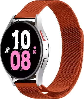 Produktbild von Strap-it Milanese Armband - Kompatibel mit Samsung Galaxy Watch 5 Armband 44mm Edelstahl Armband mit Magnetverschluss - Ersatzarmband - Hochwertiges Material - für Samsung Galaxy Armband Orange