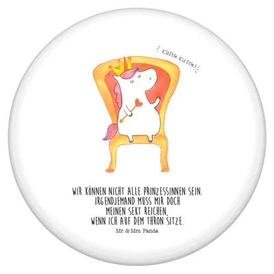 Produktbild von Mr. & Mrs. Panda Button Einhorn König - Weiß - Geschenk, Pin, Bundeskanzler, Badge, Fun-Button, Präsident, Kaiser, Krone, Plakette, Unicorn, Anstecker, Prinzessin