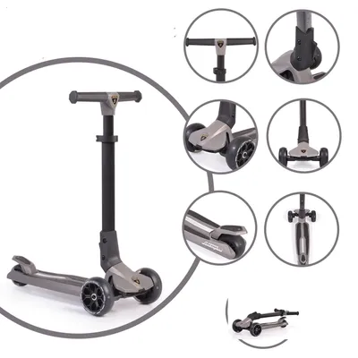 Produktbild von Byox Kinderroller Lamborghini 3 Räder klappbar PolyurethanRäder ABEC-7 LED-Räder Bremse grau