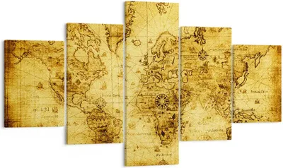 Produktbild von Bild auf Leinwand - Leinwandbild - Karte Welt Kontinente - 125x70cm - Wand Bild - Wanddeko - Leinwanddruck - Bilder - Kunstdruck - Wanddekoration - Leinwand bilder - Wandkunst - EA125x70-0127
