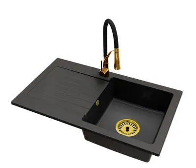 Produktbild von Küchenspüle Einbecken Leon Siphon Gold Armatur Nexo Gold