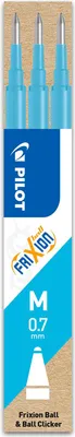 Produktbild von PILOT Ersatzmine FriXion Ball/Clicker 0.7 - 3er Set Tintenrollerminen, Hellblau