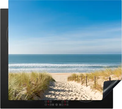 Produktbild von KitchenYeah© Herdabdeckplatte Strand - Meer - Düne - Sand - Sommer , 58x51cm, Küche Deko, Glaskeramikkochfeld Herdabdeckung, Abdeckplatte fùr Kochfeld