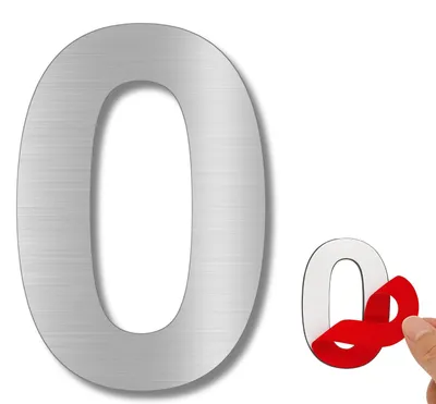 Imagen del producto de Número de casa, modelo 0, acero inoxidable 304, 100 mm, autoadhesivo, para puerta