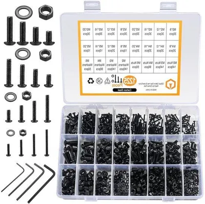 Produktbild von Schrauben- und Muttern-Set M2-M5, Kohlenstoffstahl, schwarz, 1225-teilig