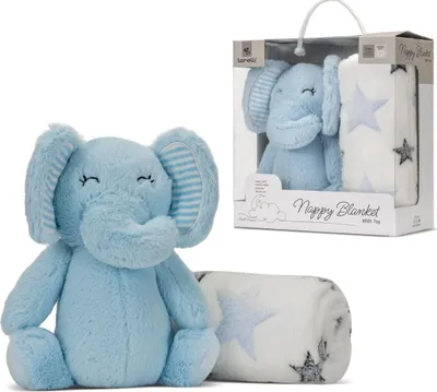 Obrázok produktu pre Lorelli NAPPY detská deka s plyšovou hračkou 90×75 cm – mäkká a ľahká údržba, 100% polyester, do postieľky/kočíka